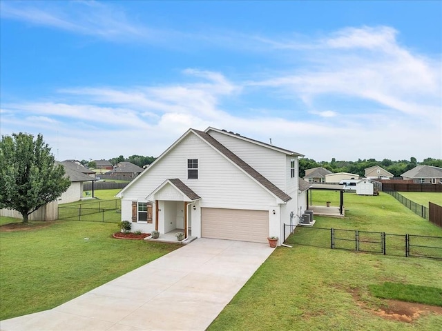 1330 Round Leaf Rd, Edmond, OK 73034 - view of front of property featuring a gate, concrete driveway, an attached garage, cooling unit, and a residential view