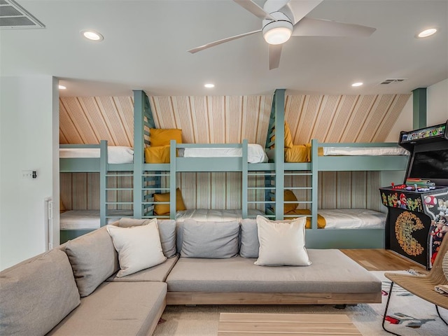51 Lower Green Way, Carlton Landing, OK 74432 - living area with a ceiling fan, recessed lighting, and wood finished floors