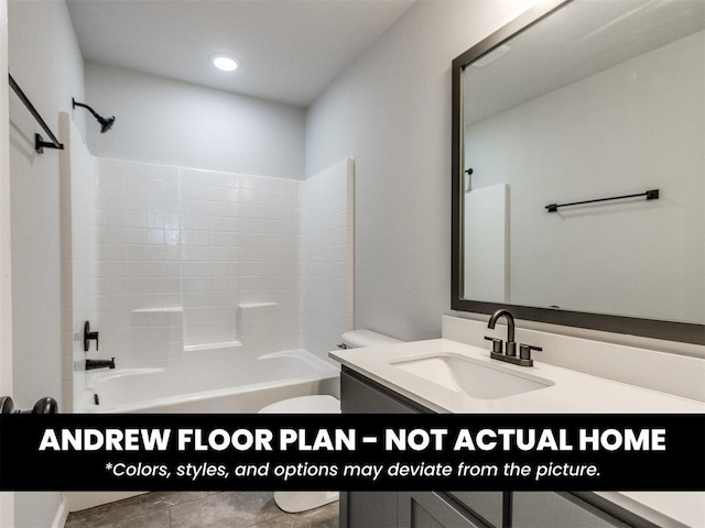 8600 NW 75th St, Oklahoma City, OK 73132 - full bathroom featuring vanity, shower / tub combination, and toilet