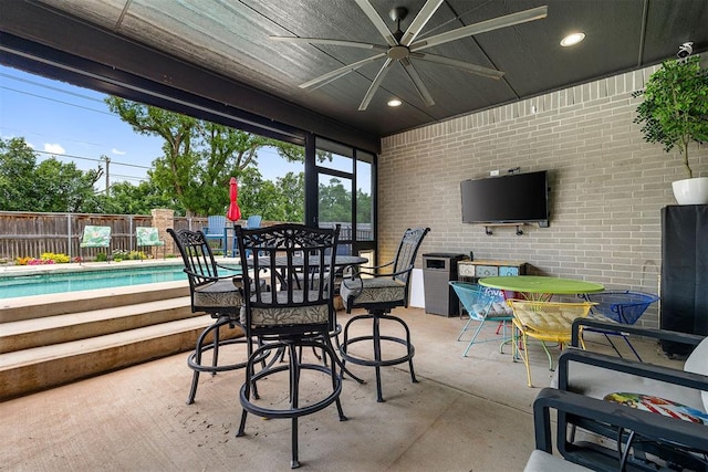 4813 Hambletonian Ln, Mustang, OK 73064 - view of patio / terrace with a ceiling fan and outdoor dining space