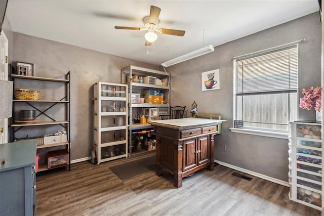 704 N Geronimo Way, Mustang, OK 73064 - office space with wood finished floors and a ceiling fan