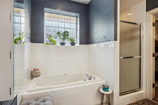 704 N Geronimo Way, Mustang, OK 73064 - bathroom with a bath and a shower stall