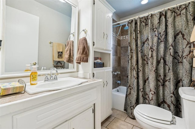 106 Dee Dee Dr, Shawnee, OK 74804 - full bathroom with toilet, tile patterned floors, vanity, and shower / bath combo