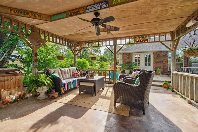 106 Dee Dee Dr, Shawnee, OK 74804 - view of patio / terrace with outdoor lounge area, french doors, and ceiling fan