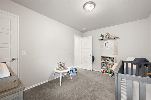 19908 Taggert Dr, Edmond, OK 73012 - bedroom featuring carpet floors, baseboards, and a crib