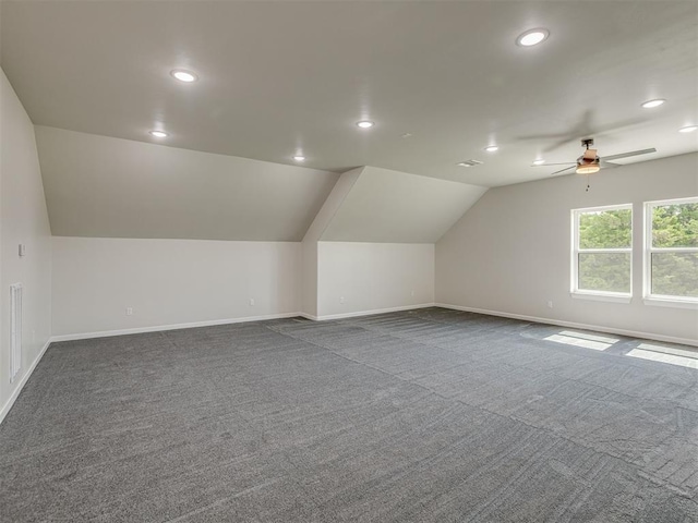 5812 Cimarron Mnr, Guthrie, OK 73044 - bonus room with recessed lighting, vaulted ceiling, dark carpet, and a ceiling fan