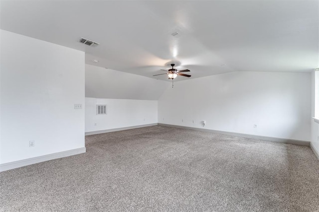 328 SW 175th Ter, Oklahoma City, OK 73170 - bonus room featuring ceiling fan, lofted ceiling, baseboards, and carpet