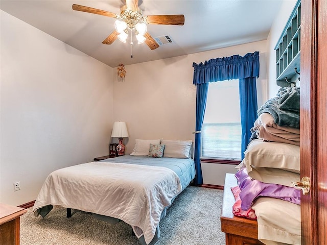 16441 Roserock Cir, Choctaw, OK 73020 - bedroom featuring carpet floors, baseboards, ceiling fan, and lofted ceiling
