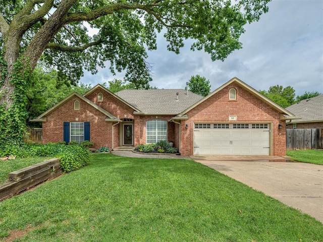 813 Colony Dr, Edmond, OK 73003 - view of front of property featuring a garage, concrete driveway, brick siding, and a shingled roof