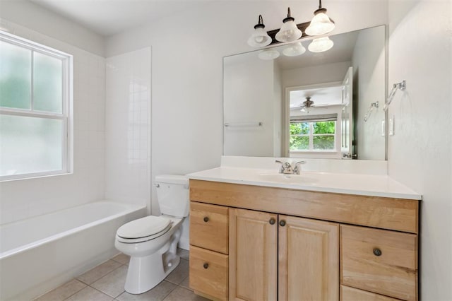 430 W Symmes St, Norman, OK 73069 - full bath featuring toilet, vanity, tile patterned flooring, and washtub / shower combination