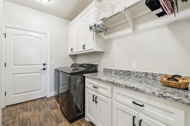 4442 Violet St, Tuttle, OK 73089 - washroom featuring cabinet space, washer and dryer, and dark wood-style floors