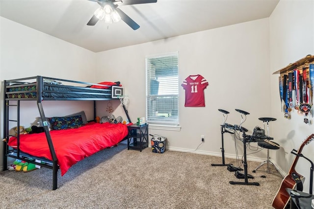 4442 Violet St, Tuttle, OK 73089 - bedroom featuring carpet flooring, baseboards, and ceiling fan