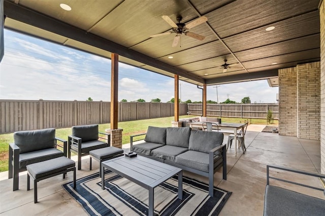4442 Violet St, Tuttle, OK 73089 - view of patio featuring an outdoor living space, ceiling fan, and outdoor dining area