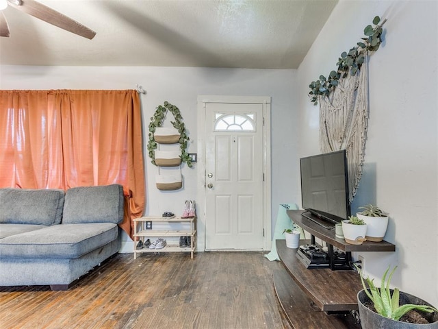 2133 SW 46th St, Oklahoma City, OK 73119 - entryway with hardwood / wood-style flooring and a ceiling fan