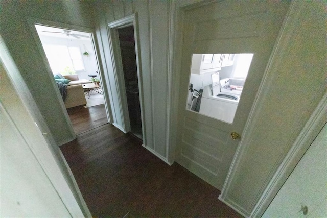 2616 NW 33rd St, Oklahoma City, OK 73112 - hallway with dark wood-style flooring