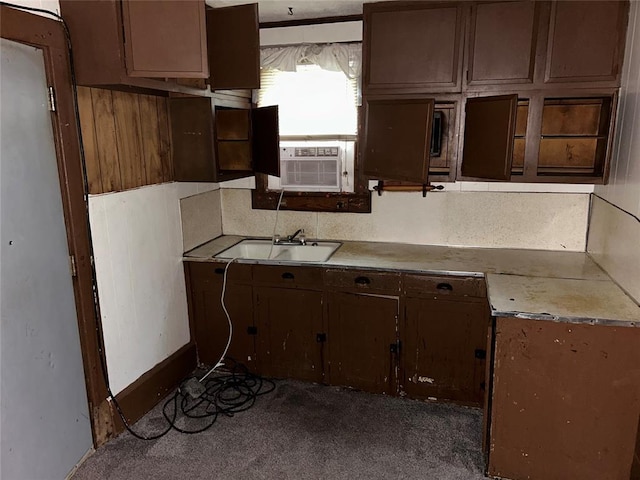 8312 Spencer Jones Rd, Jones, OK 73049 - kitchen with a sink, cooling unit, carpet, and light countertops