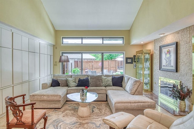 3605 Hampton Ct, Norman, OK 73072 - living area with high vaulted ceiling