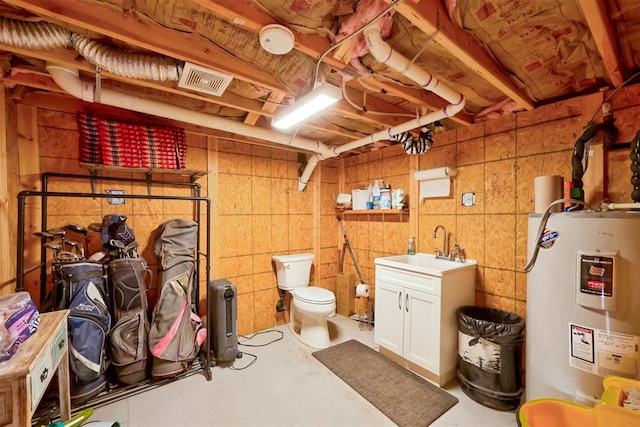 13131 SW 15th St, Yukon, OK 73099 - unfinished basement with water heater and a sink