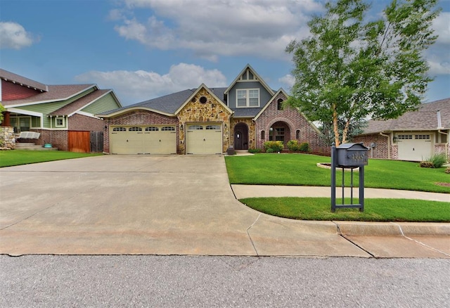 1440 Station St, Edmond, OK 73034 - craftsman house with an attached garage, a front yard, driveway, and brick siding