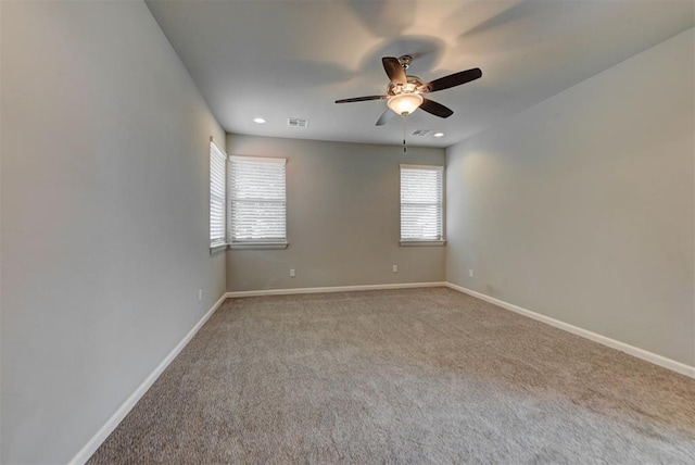 1440 Station St, Edmond, OK 73034 - carpeted empty room with a ceiling fan, baseboards, and recessed lighting