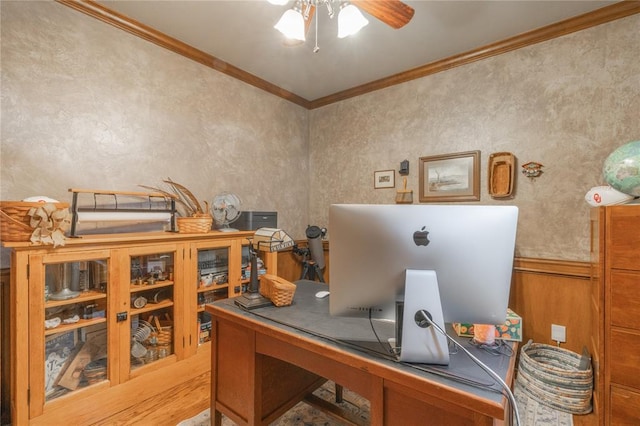 13605 Verona Strada, Oklahoma City, OK 73170 - office space with crown molding and a ceiling fan