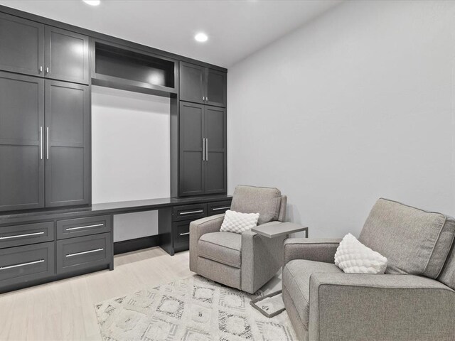 12901 Rivendell Dr, Oklahoma City, OK 73170 - sitting room with recessed lighting and light wood-style floors