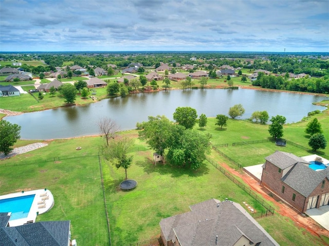 15228 Turtle Lake Pl, Oklahoma City, OK 73165 - aerial perspective of suburban area featuring a nearby body of water