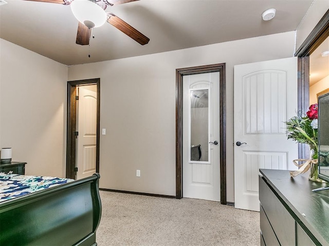 15228 Turtle Lake Pl, Oklahoma City, OK 73165 - bedroom with light colored carpet, baseboards, and a ceiling fan