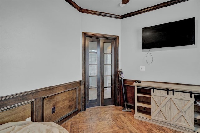 11240 NW 106th St, Yukon, OK 73099 - office with crown molding, a wainscoted wall, and ceiling fan