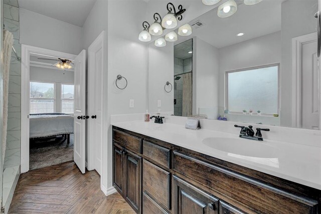 11240 NW 106th St, Yukon, OK 73099 - ensuite bathroom featuring double vanity and a shower