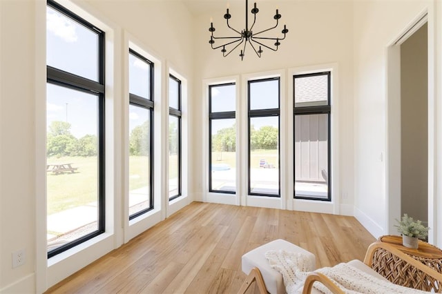 16000 N Hogback Rd, Luther, OK 73054 - sunroom / solarium with a chandelier and plenty of natural light