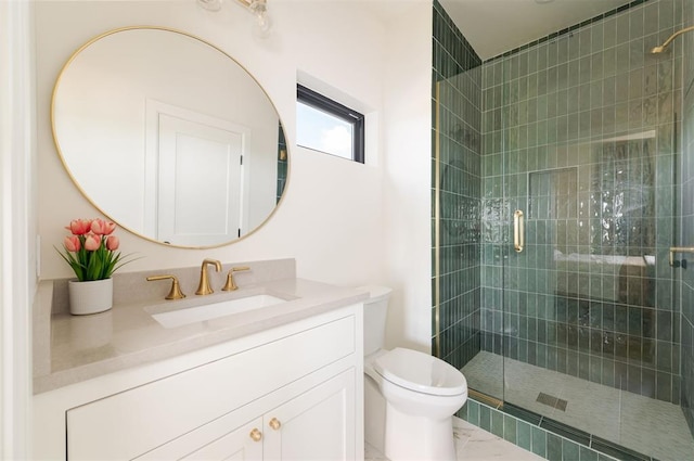 16000 N Hogback Rd, Luther, OK 73054 - bathroom featuring vanity, toilet, and a stall shower