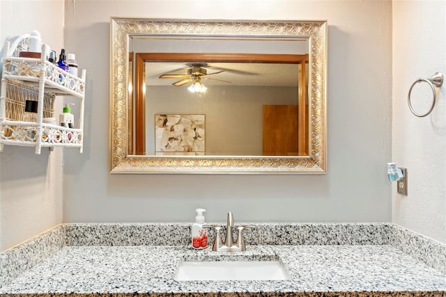 2016 Castle Rock, Edmond, OK 73003 - bathroom featuring a ceiling fan and vanity