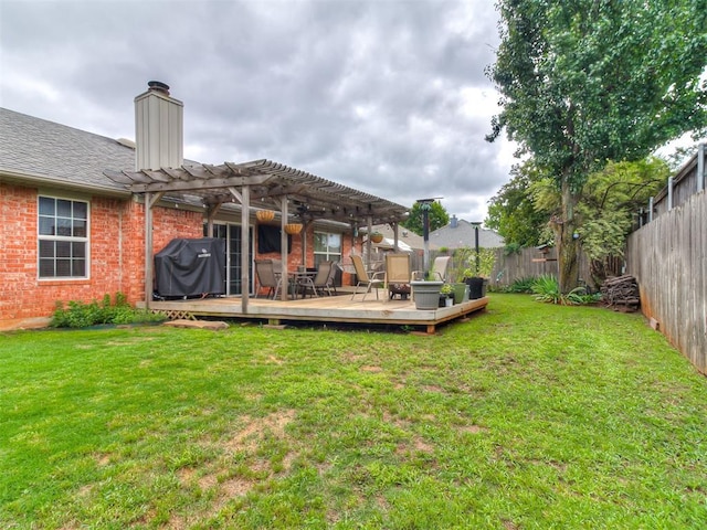 1813 Richard Dr, Edmond, OK 73003 - view of yard featuring a pergola and a deck