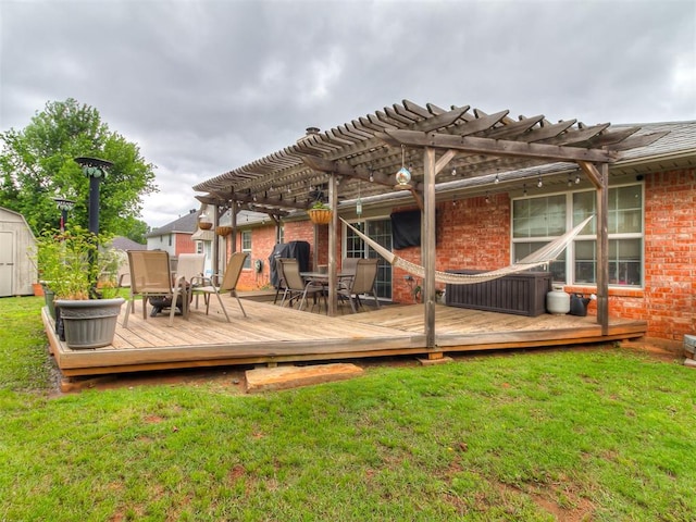 1813 Richard Dr, Edmond, OK 73003 - deck with a pergola, outdoor dining area, and a yard