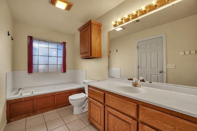 3224 Peacock Ln, Altus, OK 73521 - bathroom with tile patterned floors, a bath, toilet, and vanity