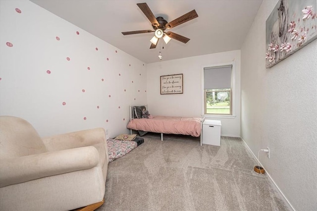 2401 Davis Rd, Guthrie, OK 73044 - bedroom with carpet, a ceiling fan, and baseboards