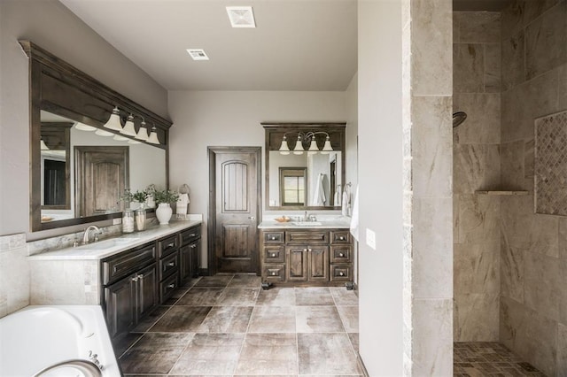 15101 Colonia Bella Dr, Edmond, OK 73013 - full bathroom featuring vanity, a walk in shower, and a tub