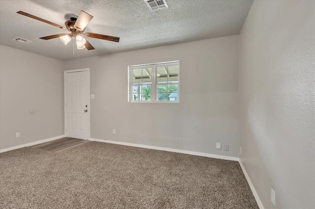 1013 Locust Ln, Midwest City, OK 73110 - unfurnished room featuring carpet, a ceiling fan, baseboards, and a textured ceiling