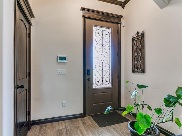 3424 Lakeside Dr, Moore, OK 73160 - entryway featuring wood finished floors and baseboards