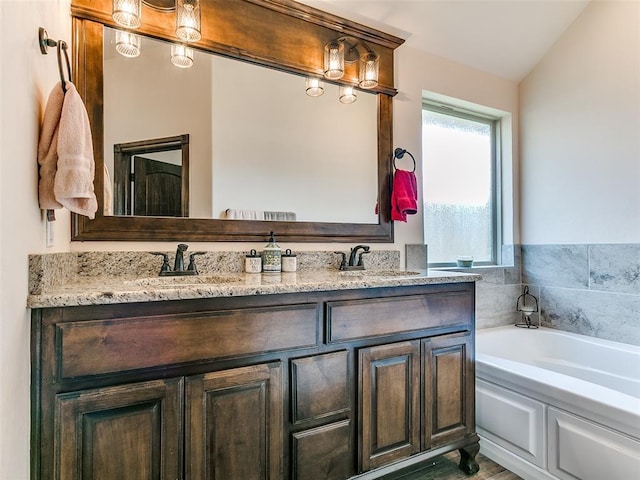 3424 Lakeside Dr, Moore, OK 73160 - full bathroom featuring double vanity and a bath