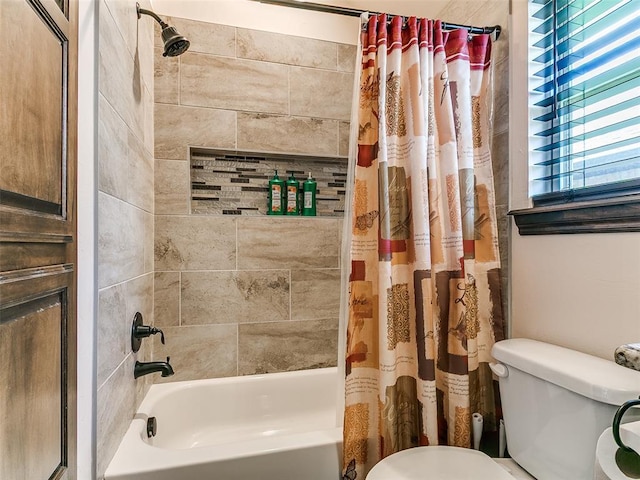 3424 Lakeside Dr, Moore, OK 73160 - bathroom with toilet and shower / bath combination with curtain