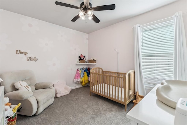 124 W 5th St, Arcadia, OK 73007 - carpeted bedroom featuring ceiling fan and a nursery area