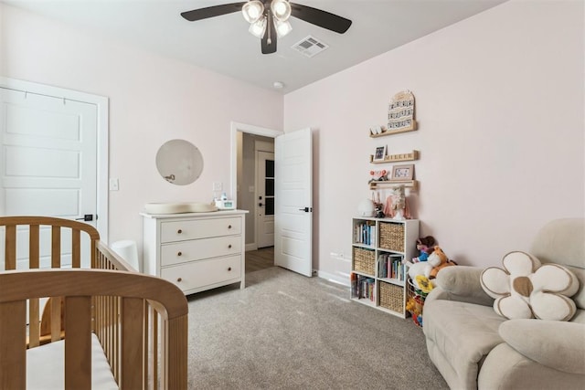 124 W 5th St, Arcadia, OK 73007 - bedroom featuring light colored carpet and ceiling fan