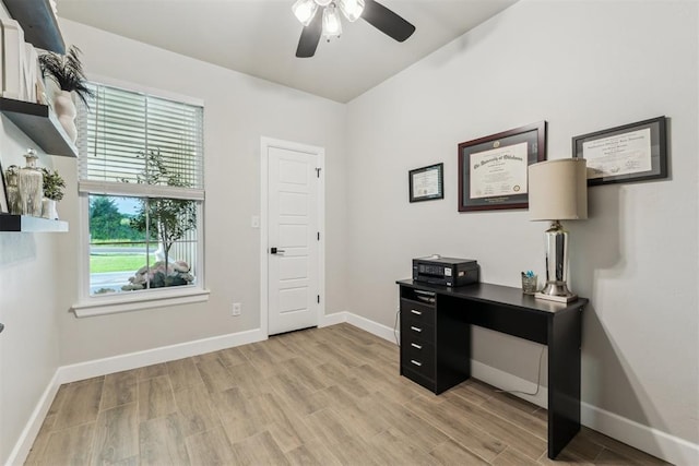 124 W 5th St, Arcadia, OK 73007 - office space featuring light wood finished floors and ceiling fan