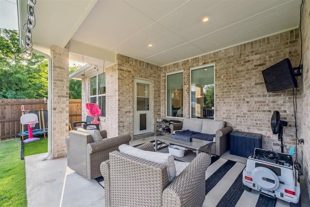 124 W 5th St, Arcadia, OK 73007 - view of patio featuring outdoor lounge area