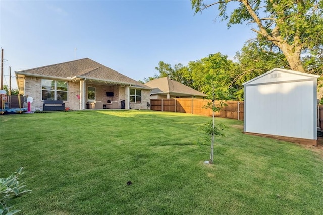 124 W 5th St, Arcadia, OK 73007 - fenced backyard with a storage shed