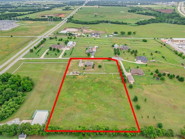 3501 Shell Ln, Yukon, OK 73099 - overview of rural landscape featuring property boundaries highlighted and agricultural land