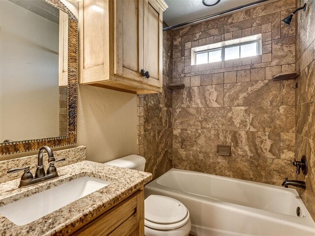 3501 Shell Ln, Yukon, OK 73099 - full bathroom with toilet, vanity, and tub / shower combination