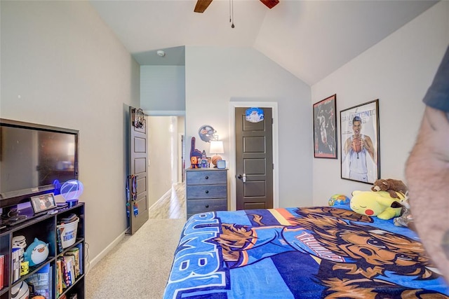 2613 Ethan Ln, Oklahoma City, OK 73160 - bedroom with lofted ceiling, carpet flooring, a ceiling fan, and baseboards